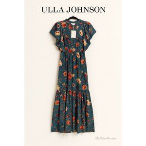 Ulla Johnson Ilaria Silk Dress Bluette Floral PF240130 NWT Size 0 Maxi Boho Tier